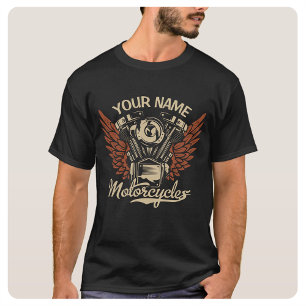 Personaliseer Biker Motorfietsen Motor Vleugels Ga T-shirt