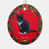 Personaliseer Black Kitten Tuxedo zittend Meows Keramisch Ornament (Links)