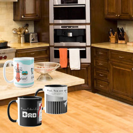 Personaliseer Black White Happy Fathers Day Pap Mok