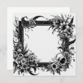 Personaliseer Blank Kaart Sjabloon Gothic Bloemen (Voorkant / Achterkant)