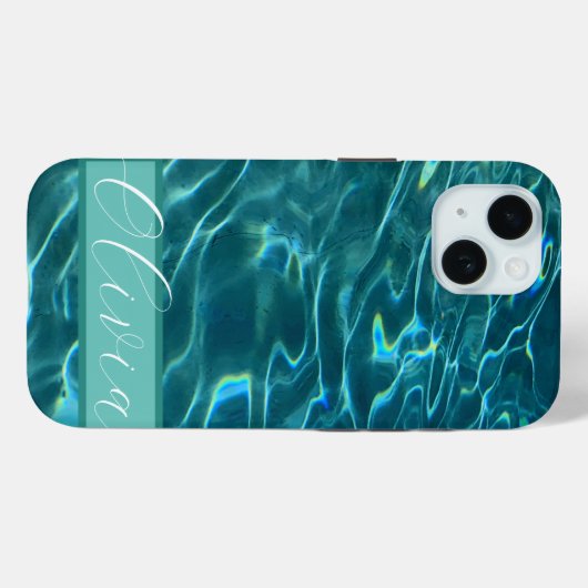 Personaliseer blauwe oceaangolven Case-Mate iPhone case (Achterkant (horizontaal))