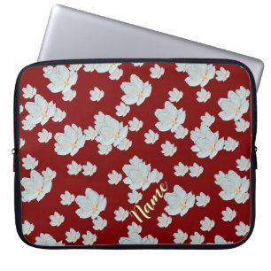 Personaliseer bloesems op DK Red Laptop Sleeve
