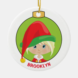 Personaliseer Blonde Girl Elf Keramisch Ornament