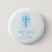 Personaliseer, Blue Boy First Heilige Communitykru Ronde Button 5,7 Cm (Voorkant)
