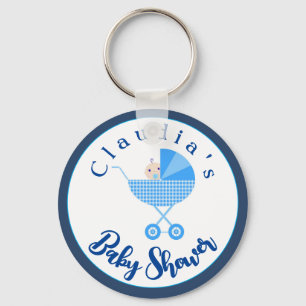 Personaliseer Blue Carriage Baby shower Favor Sleutelhanger