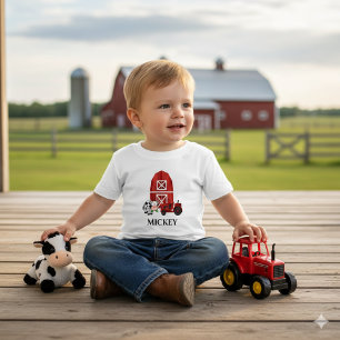 Personaliseer Boerderij Barn en Red Tractor Cute