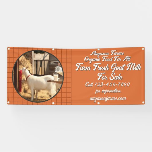 Personaliseer Boerderij Verse Geitenmelk te koop O Spandoek (Horizontaal)