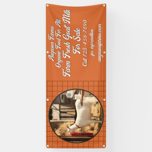 Personaliseer Boerderij Verse Geitenmelk te koop O Spandoek (Verticaal)