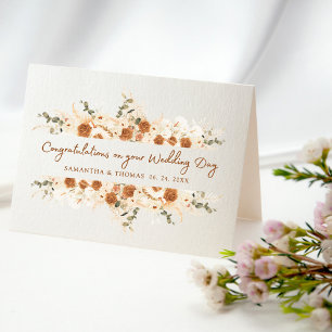 Personaliseer Boho Terracotta bruiloft Gefelicitee Kaart
