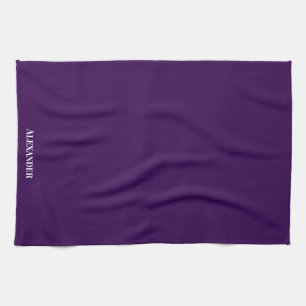 Personaliseer Bright Grape Paarse Plain Solid Whit Theedoek