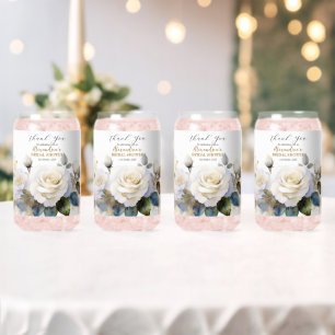 Personaliseer Bruiloft Feest Witte Rozen Blikvorm Glas