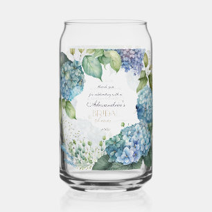 Personaliseer Bruiloftsdouche Blauwe Hortensia's Blikvorm Glas