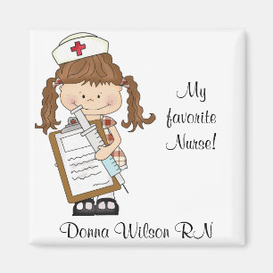 Personaliseer Brunette Nurse Gifts! Magneet