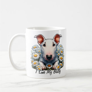 Personaliseer Bull Terrier in Daisies Koffiemok
