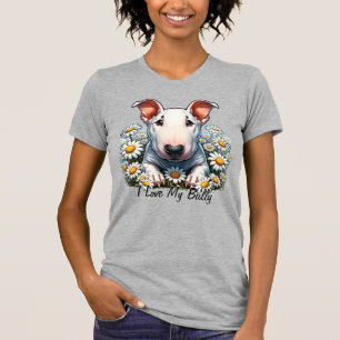 Personaliseer Bull Terrier in Daisies T-shirt