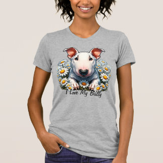 Personaliseer Bull Terrier in Daisies T-shirt