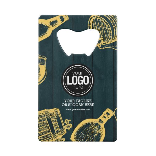 Personaliseer Business Dark Green Brewery Theme Kredietkaart Flessenopener (Voorkant)
