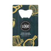 Personaliseer Business Dark Green Brewery Theme Kredietkaart Flessenopener (Achterkant)