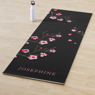 Personaliseer Cherry Blossom Sakura waterverf zwar Yogamat