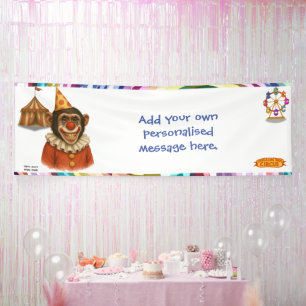 Personaliseer: Chester de chimpansee clown Spandoek