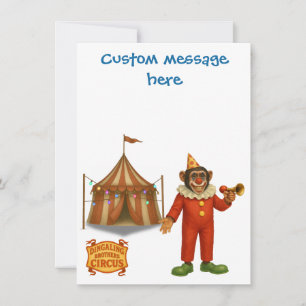 Personaliseer: Chester de clown chimpansee Bedankkaart