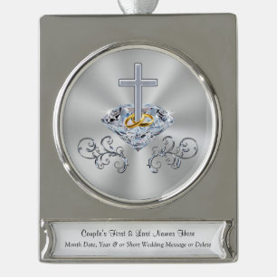 Personaliseer Christelijke huwelijkscadeau ideeën Verzilverd Banner Ornament