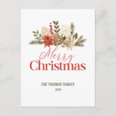 Personaliseer Christmas Gold Floral Vrolijk Kerstf Briefkaart (Voorkant)