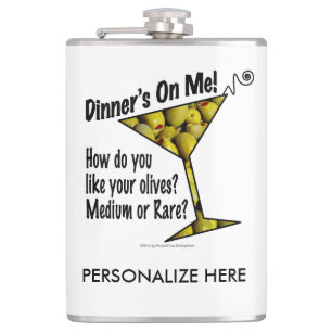 PERSONALISEER COCKTAIL FLES, DINER, OLijf, MARTINI Heupfles