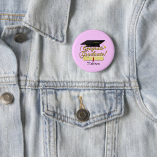 Personaliseer Congrats Afstuderen Diploma en pet r Ronde Button 5,7 Cm