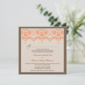 :personaliseer: Coral Darling Damask Wedding Invit Kaart (Staand voorkant)