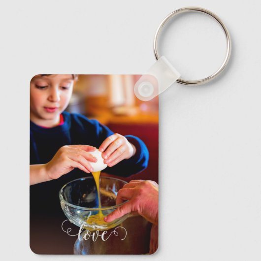 Personaliseer Custom 2 Foto Dubbelzijdig Aluminium Sleutelhanger (Achterkant)