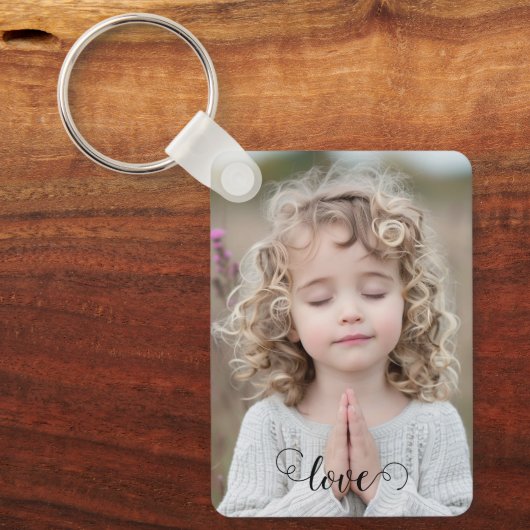 Personaliseer Custom 2 Foto Dubbelzijdig Aluminium Sleutelhanger (Voorkant)