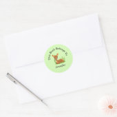 Personaliseer Cute Baby Deer Green Terug naar Scho Ronde Sticker (Envelop)