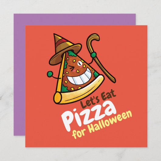 Personaliseer Cute Let's Eat Pizza Invitation (Voorkant / Achterkant)