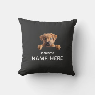 Personaliseer Cute Welcome Puppy Kussen