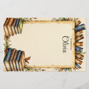 Personaliseer Cute Whimsical Boekrand  Briefpapier