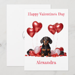 Personaliseer Dachshund Hartballon Valentijn Kaart