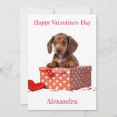 Personaliseer Dachshund Puppy Heart Box Valentijn Feestdagenkaart (Voorkant)