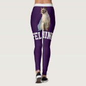 Personaliseer Dark Paarse Schattigee Siamese Cat P Leggings (Achterkant)