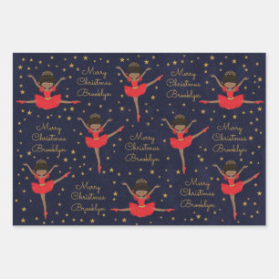 Personaliseer de Afrikaanse American Kerstmis Ball Inpakpapier Vel