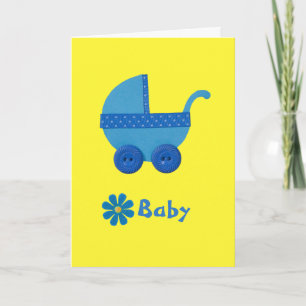 Personaliseer de blauwe Baby-kraamdouche Kaart