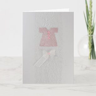 Personaliseer de jurk van het roze meisje Baptisme Kaart