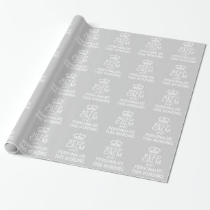 Personaliseer de kalmte grijs wit cadeaupapier