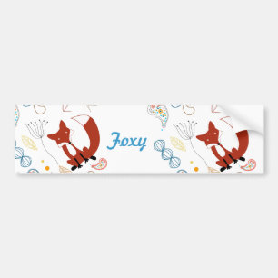 Personaliseer de moderne Foxy Woodland Bumperstick Bumpersticker