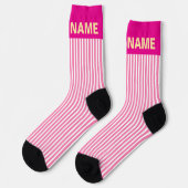 Personaliseer DE NAAM VAN HET TEAM Pink Stripe Sokken (Links)