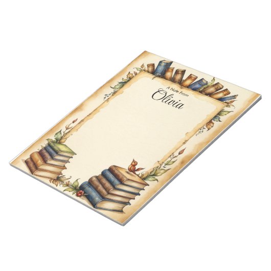 Personaliseer de Schattigee grillige boekenrand Notitieblok (Schuin)