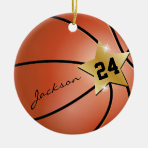 Personaliseer de Super Star Basketball Keramisch Ornament