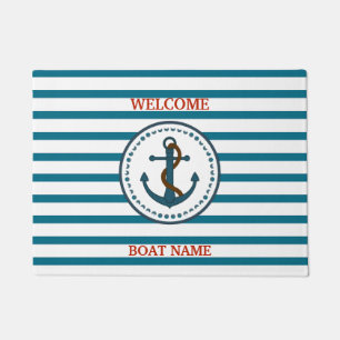 Personaliseer de Zeevaart Blauwe Welkome Streep Deurmat