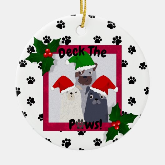 Personaliseer Deck the Paws Ornament Pet Lovers (Voorkant)