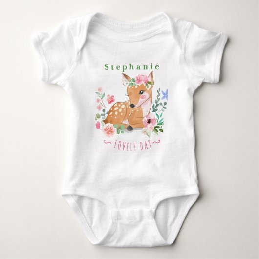 Personaliseer Deers de dag buiten Lovely onder Flo Romper (Voorkant)
